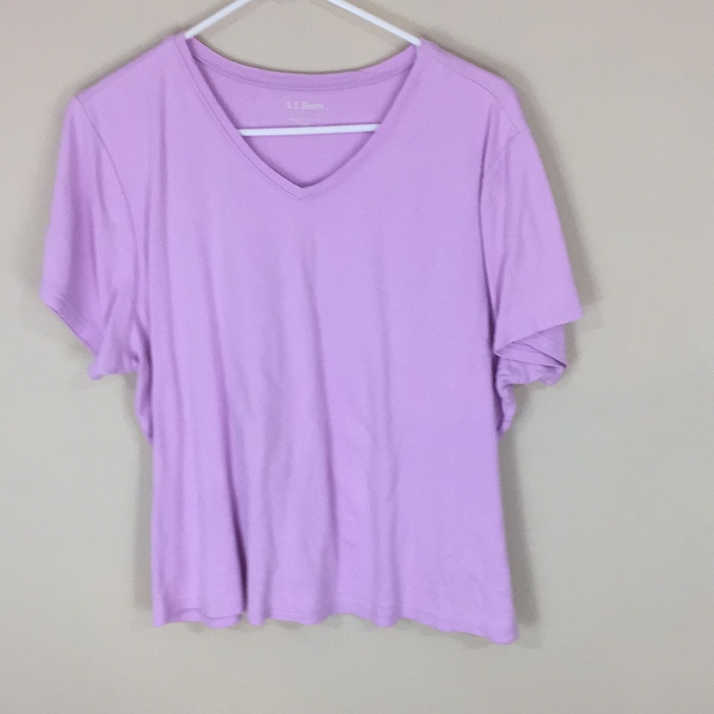LL Bean Lavender V-Neck Short Sleeve Tee T-shirt Plus Size 1X